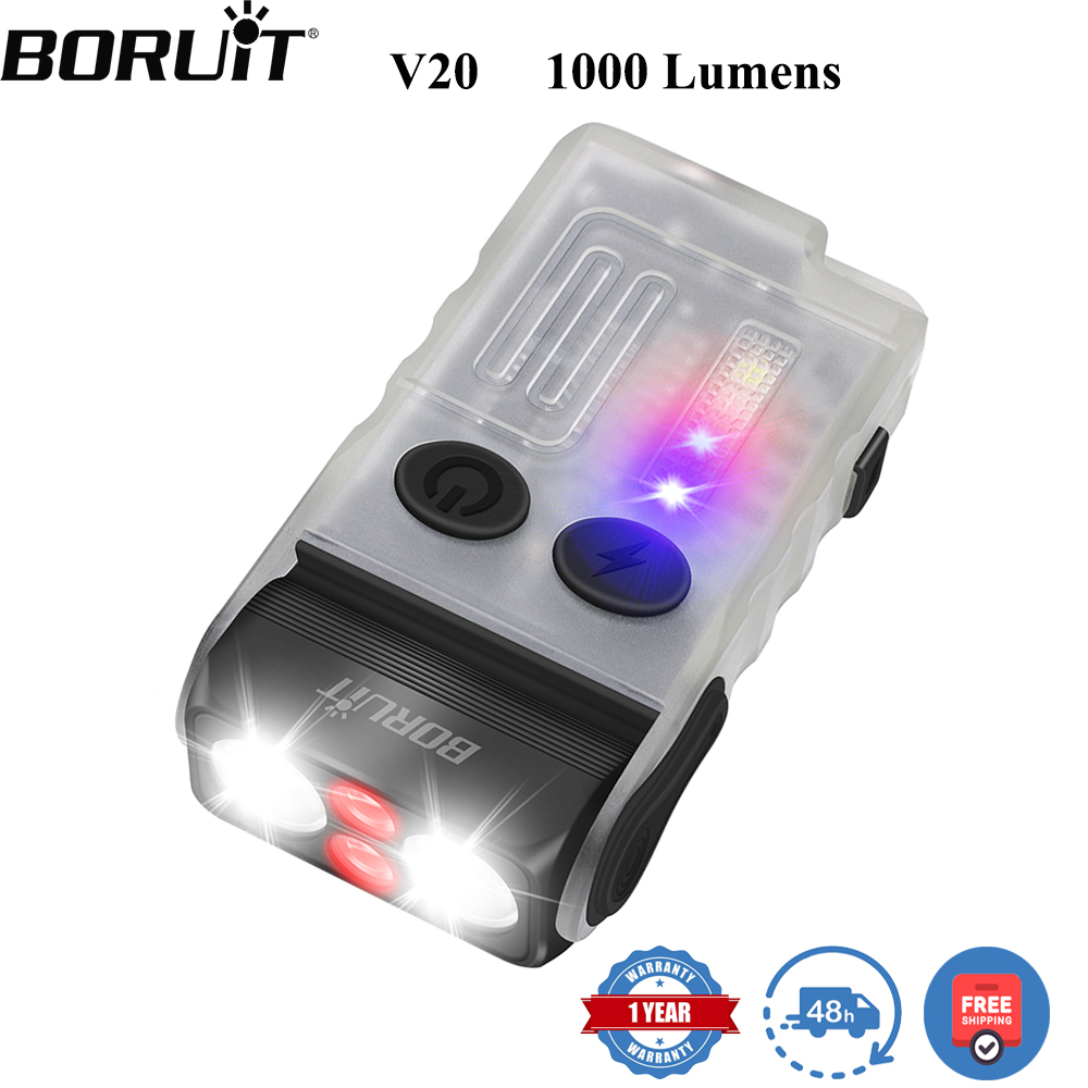 Fishing Light - BORUiT V20 蛍光ブザー EDC LEDキーチェーン懐中電灯 ヘッドスイベル付き