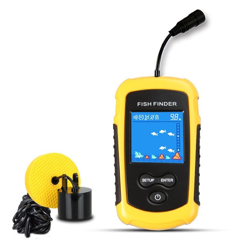 Fish Finder Transducer - ABHT-カヤックポータブル魚群探知機 水中ハンドヘルド魚群探知機 ソナー キャスタブルカヤックボート魚群探知機 トランスデューサー 釣り用LCDディスプレイ