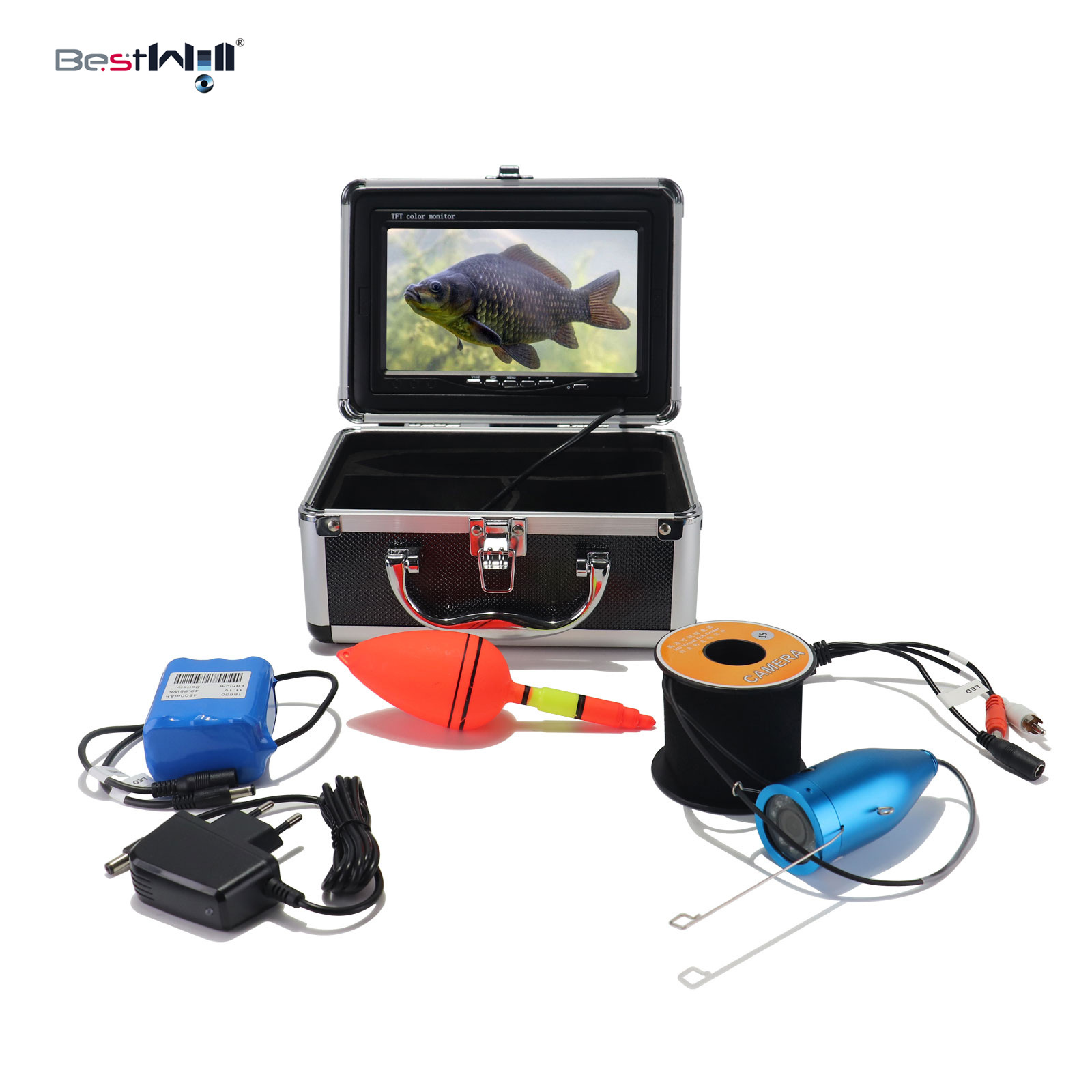 Fishing Camera - 7インチIPSスクリーン 15/20/30M 1000TVL DVR 広角水中釣りカメラ DVR