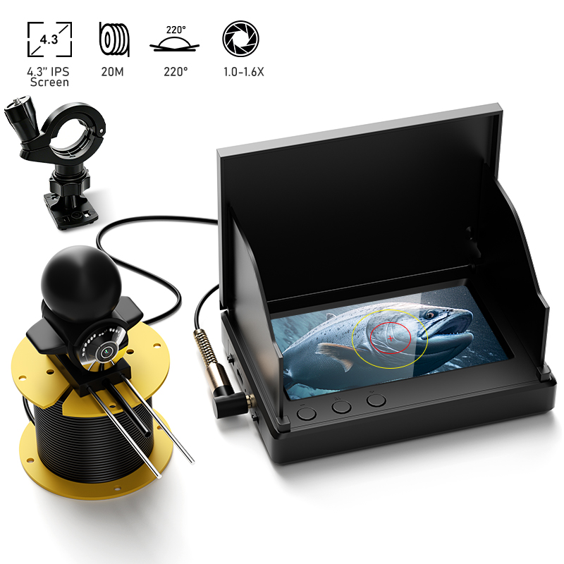 Fishing Depth Finder - ナイトビジョン付き釣り用カメラ 4.3インチスクリーン 20M水中魚群探知機 防水フィッシャーマンカメラ 氷/海/川釣り用