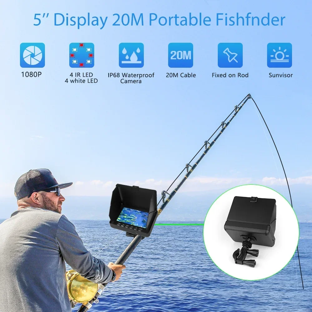 魚群探知機 5.0 インチ Lcd ディスプレイ水中釣りカメ - Fish Finder Cable のレビューと価格