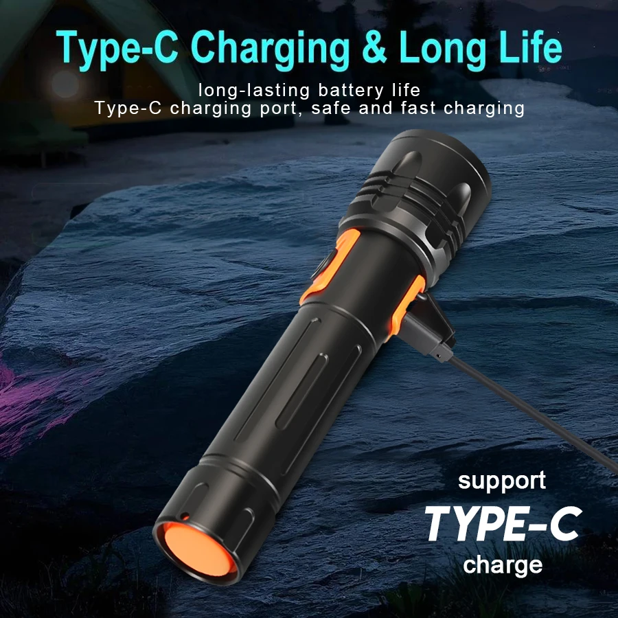ハイパワー LED 懐中電灯 USB 充電式トーチ、伸縮ズー - Fishing Light のレビューと価格